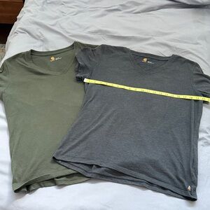 Carhartt Women's V-Neck Tees in Green and Gray